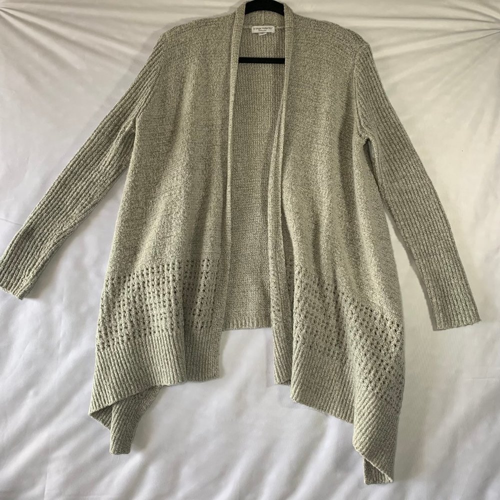 Liz Lange Maternity small GRAY‎ Knit Open Front Drape Cardigan high low